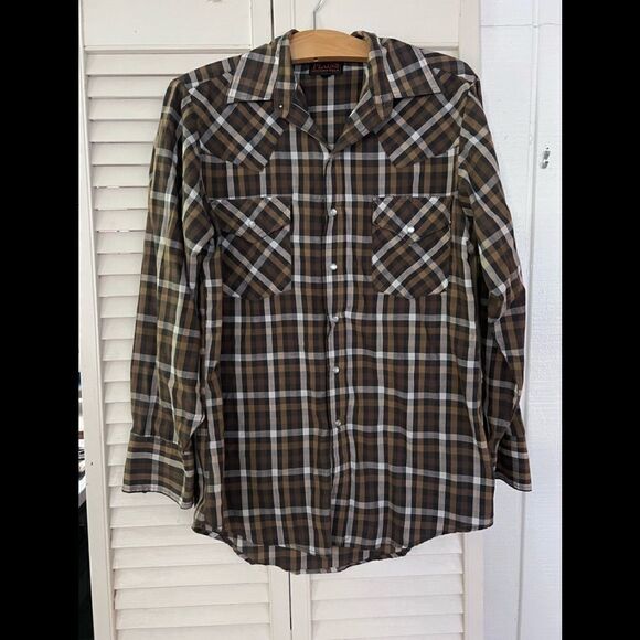 Plains Western Wear plaid Pearl snap - Picture 1 of 8